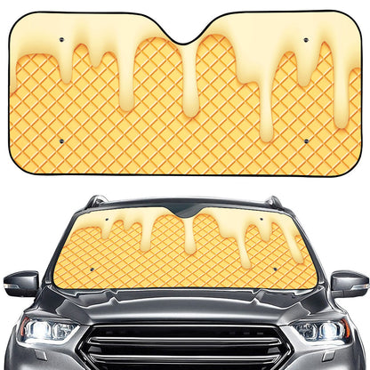 Vanilla Ice Cream Melted Print Car Windshield Sun Shade