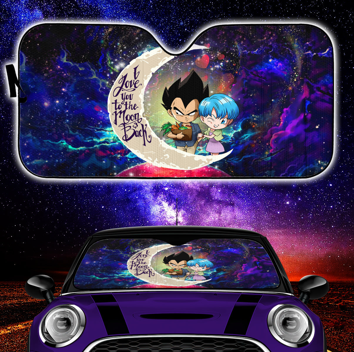 Vegeta And Bulma Dragon Ball Love You To The Moon Galaxy Car Auto Sunshades