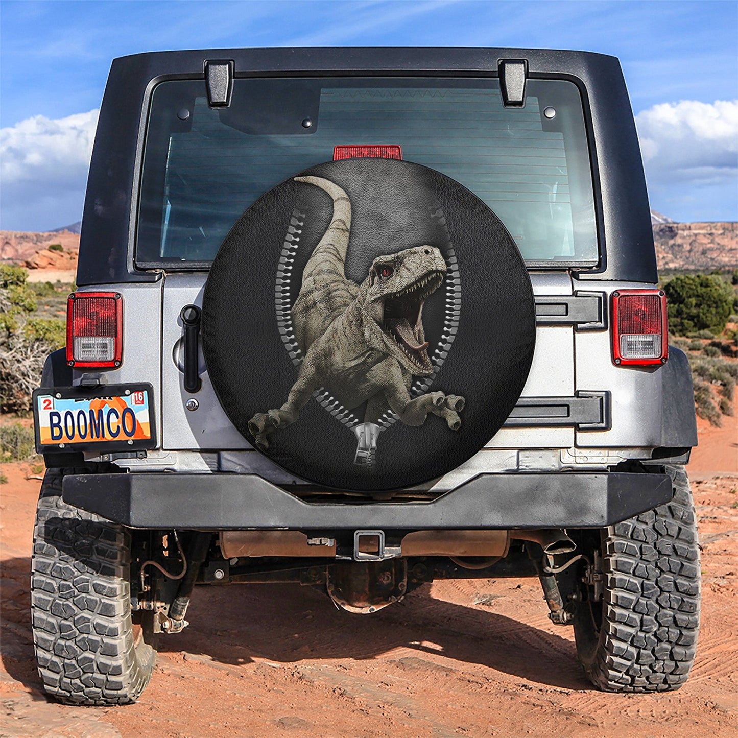 Velociraptor Angry 3D Dinosaur Jurassic World Zipper Car Spare Tire Cover