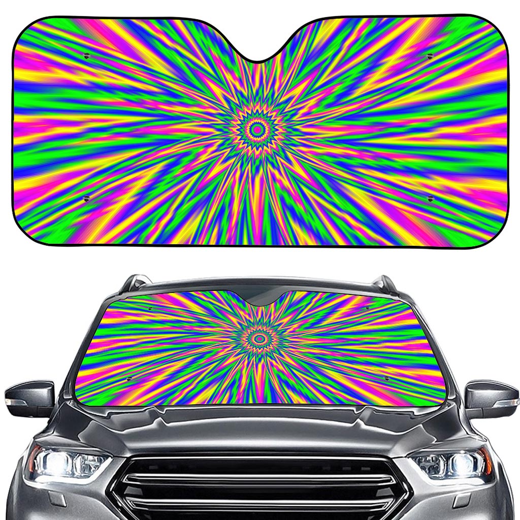 Vibrant Psychedelic Optical Illusion Car Windshield Sun Shade