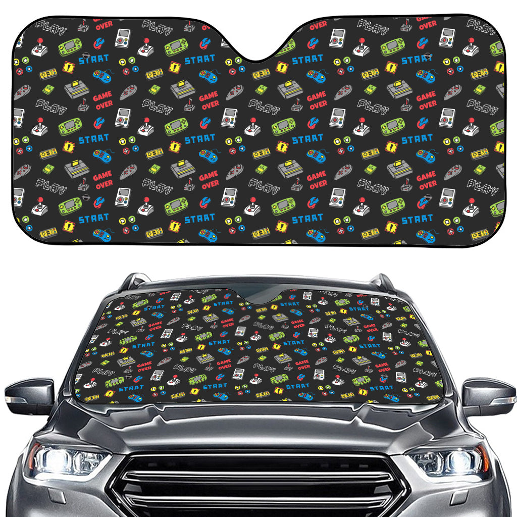 Video Game Gadgets Pattern Print Car Windshield Sun Shade
