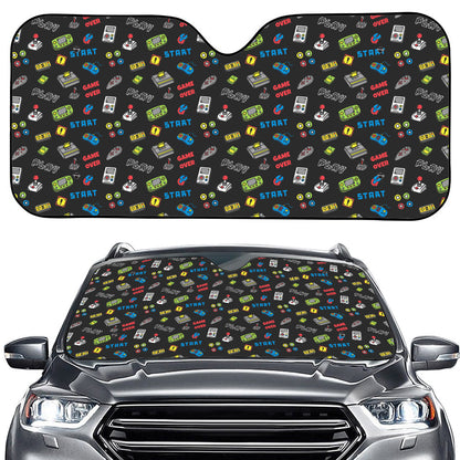 Video Game Gadgets Pattern Print Car Windshield Sun Shade