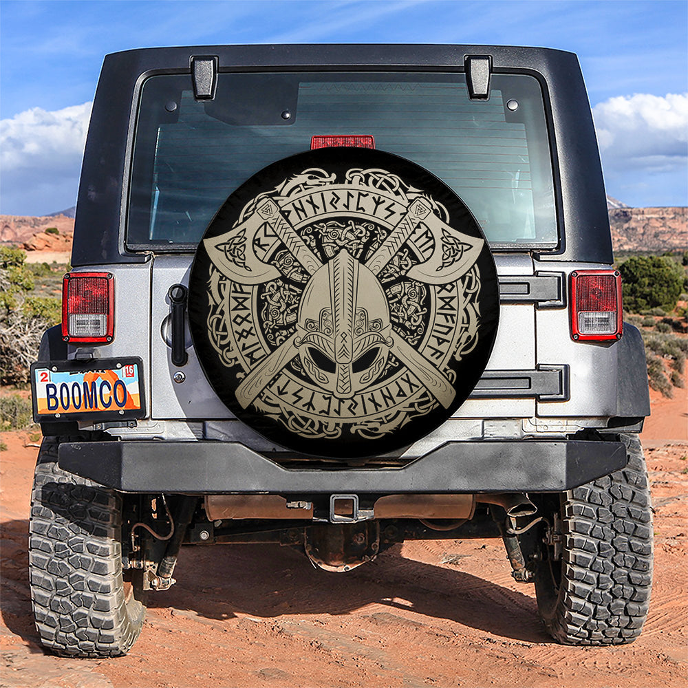 Viking Helmet Crossed Viking Axes And In A Wreath Of Scandinavian Jeep Car Spare Tire Cover