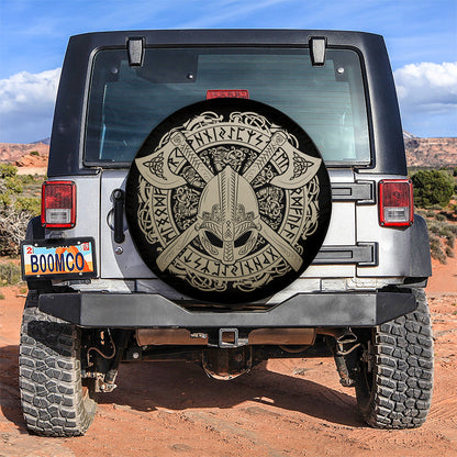 Viking Helmet Crossed Viking Axes And In A Wreath Of Scandinavian Jeep Car Spare Tire Cover