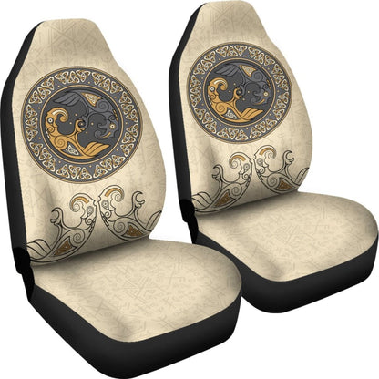Viking Shield With Twins Ravens God Of Odin Car Seat Covers Nn8 Universal Fit 215521