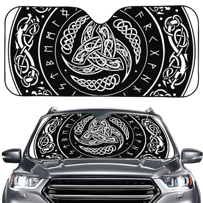 Viking Triple Horn Of Odin Print Car Windshield Sun Shade