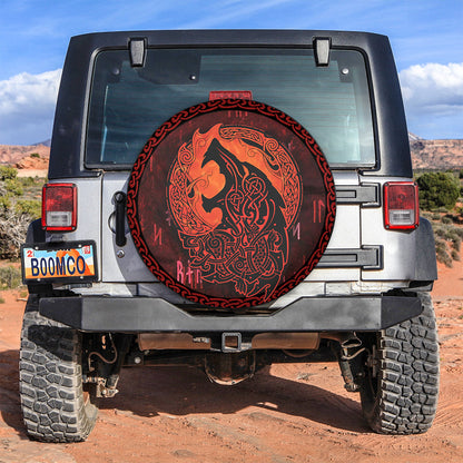 Viking Wolf Art Car Spare Tire Cover