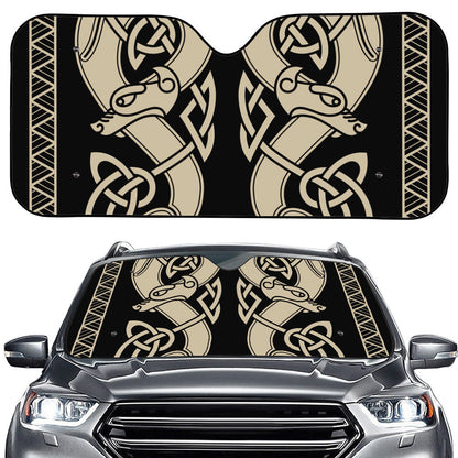 Viking Wolves Symbol Print Car Windshield Sun Shade