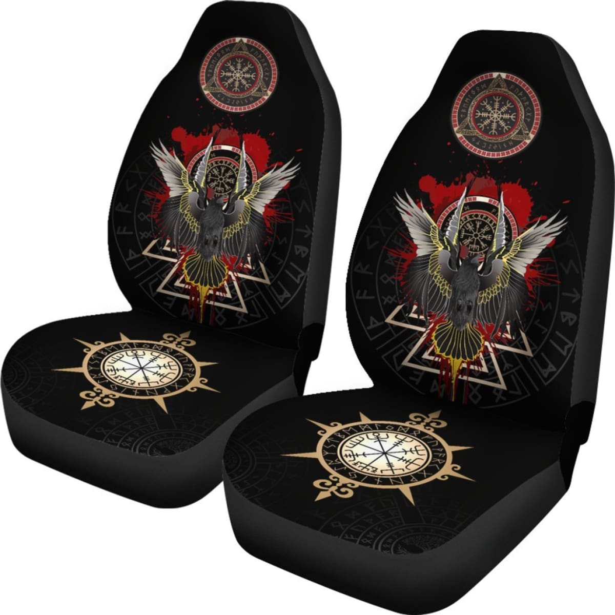 Vikings Car Seat Covers Raven Of Odin - Special Version  Universal Fit 215521