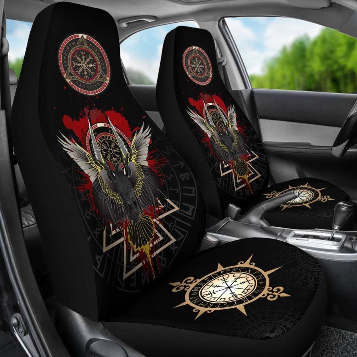 Vikings Car Seat Covers Raven Of Odin - Special Version  Universal Fit 215521