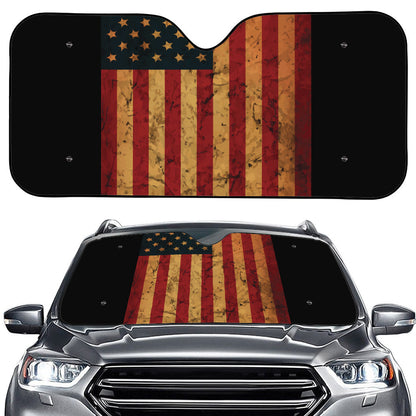 Vintage American Flag Print Car Windshield Sun Shade