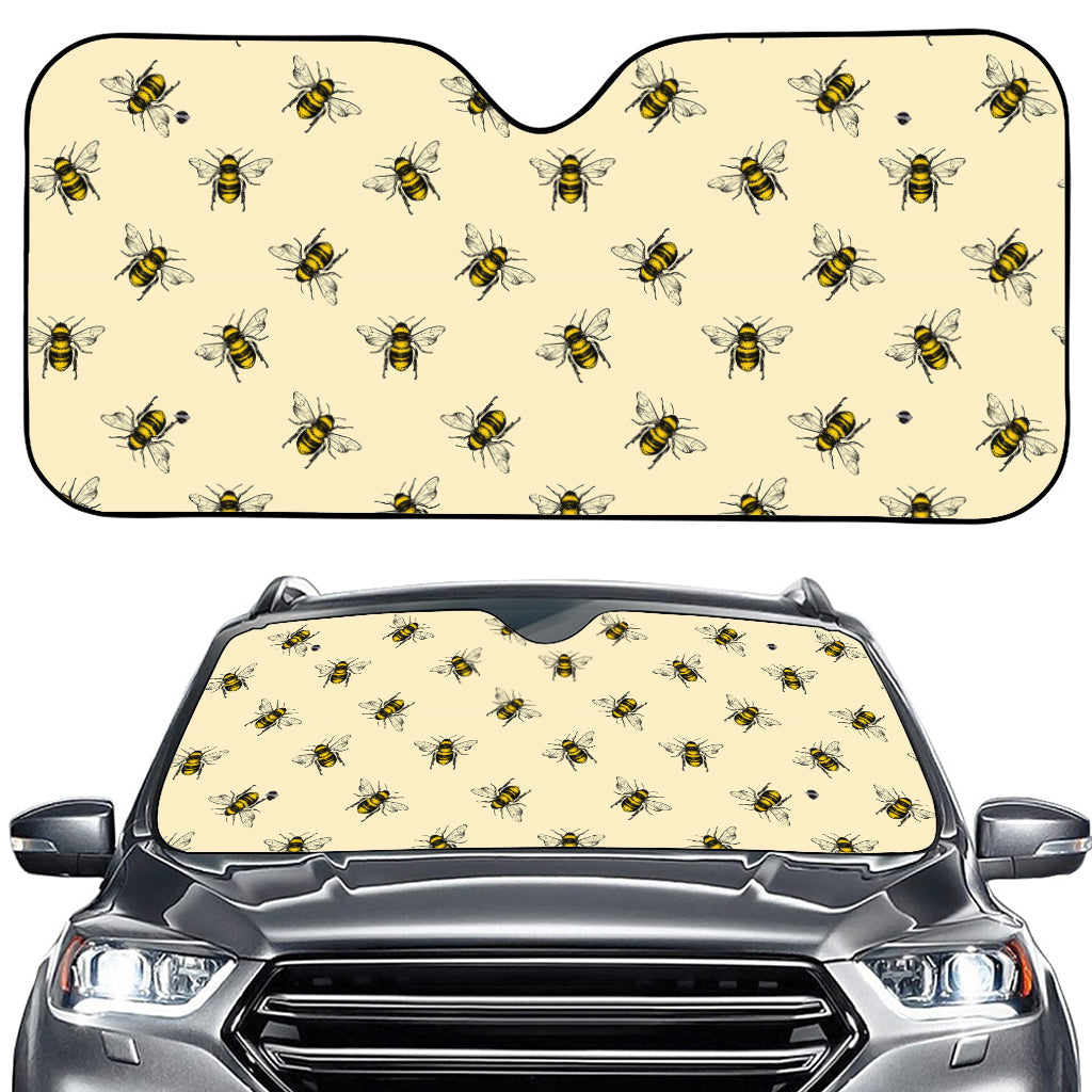Vintage Bee Pattern Print Car Windshield Sun Shade