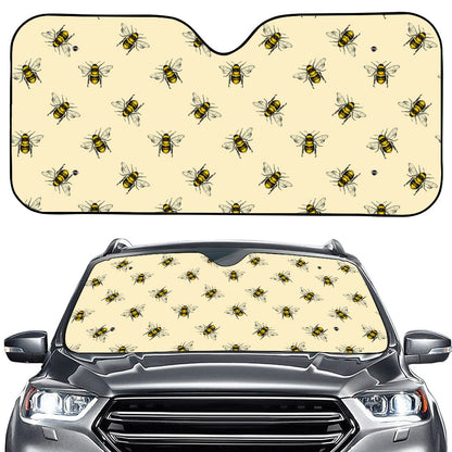 Vintage Bee Pattern Print Car Windshield Sun Shade