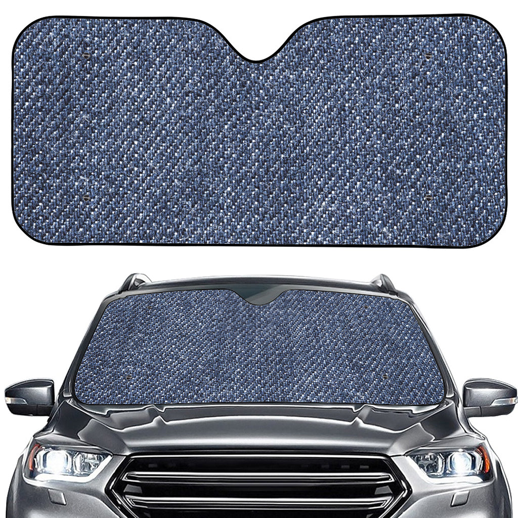 Vintage Blue Denim Jeans Print Car Windshield Sun Shade