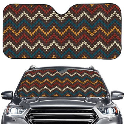 Vintage Chevron Knitted Pattern Print Car Windshield Sun Shade