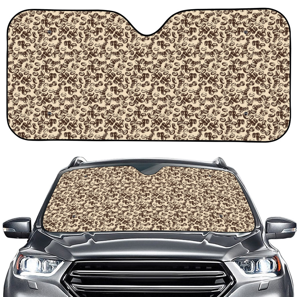 Vintage Coffee Bean Pattern Print Car Windshield Sun Shade