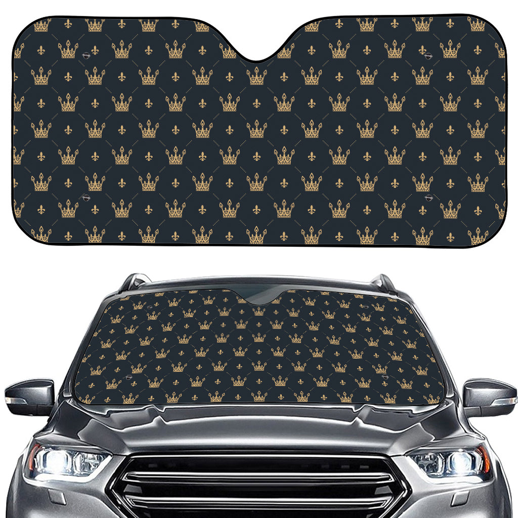 Vintage Crown Pattern Print Car Windshield Sun Shade