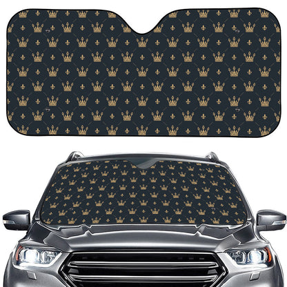 Vintage Crown Pattern Print Car Windshield Sun Shade