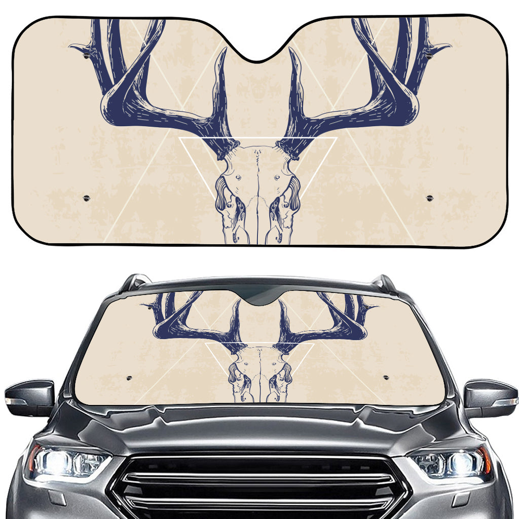 Vintage Deer Skull Print Car Windshield Sun Shade