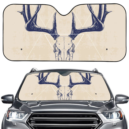 Vintage Deer Skull Print Car Windshield Sun Shade