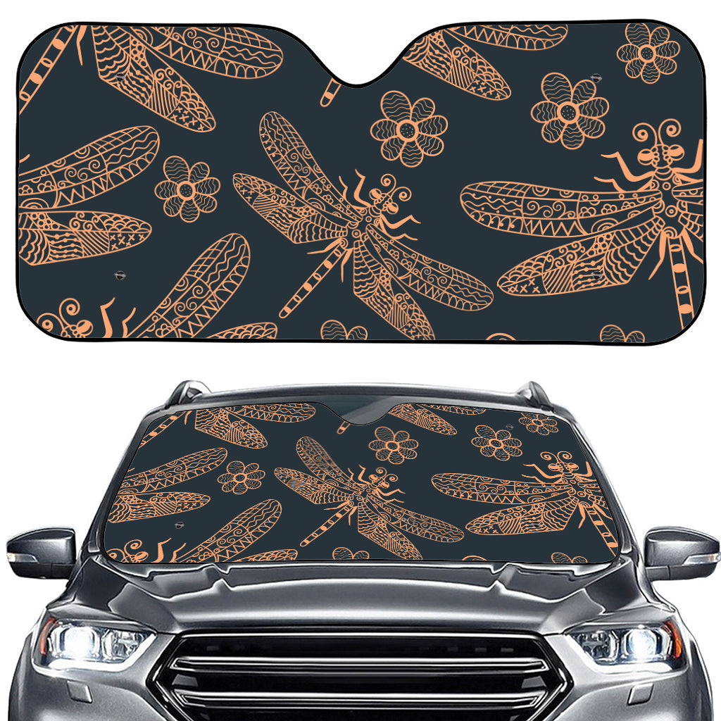 Vintage Dragonfly Pattern Print Car Windshield Sun Shade