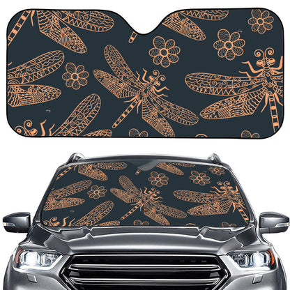 Vintage Dragonfly Pattern Print Car Windshield Sun Shade