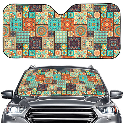 Vintage Floral Patchwork Pattern Print Car Windshield Sun Shade