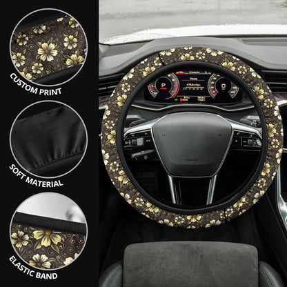 Vintage Flower Premium Car Steering Wheel Cover