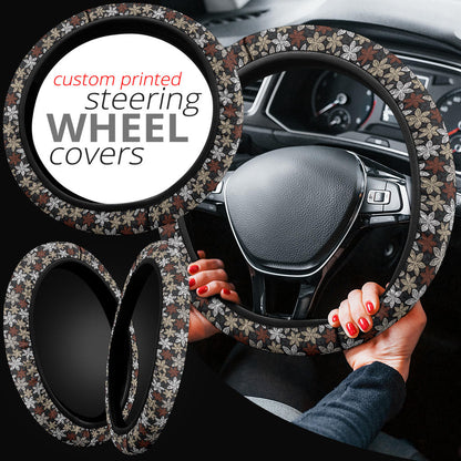 Vintage Flowers Premium Car Steering Wheel Cover