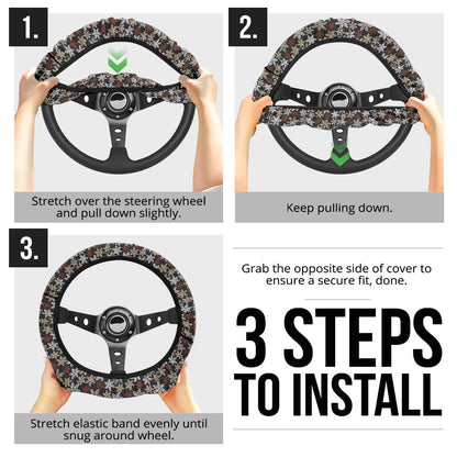 Vintage Flowers Premium Car Steering Wheel Cover