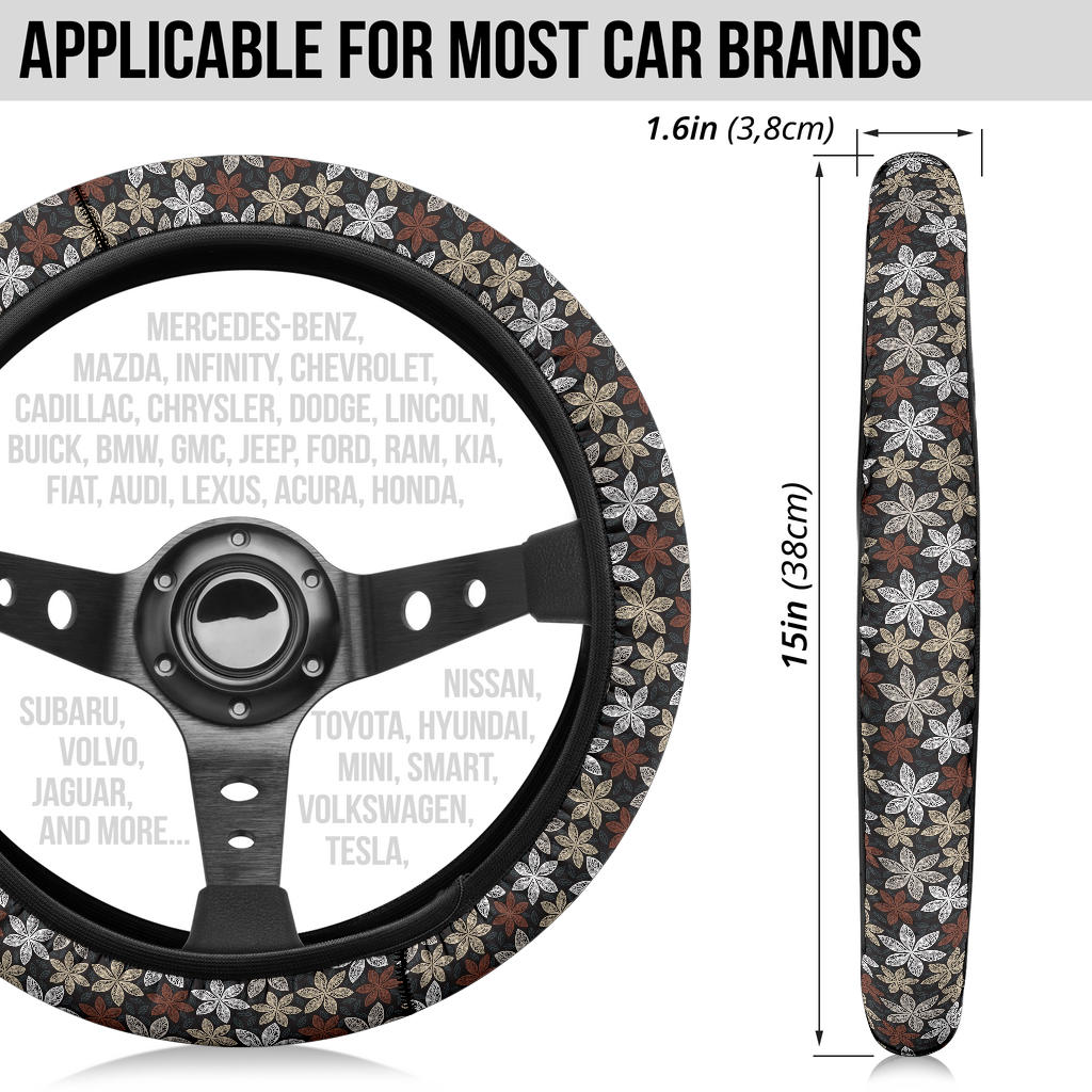 Vintage Flowers Premium Car Steering Wheel Cover