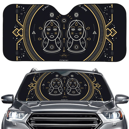 Vintage Gemini Zodiac Sign Print Car Windshield Sun Shade