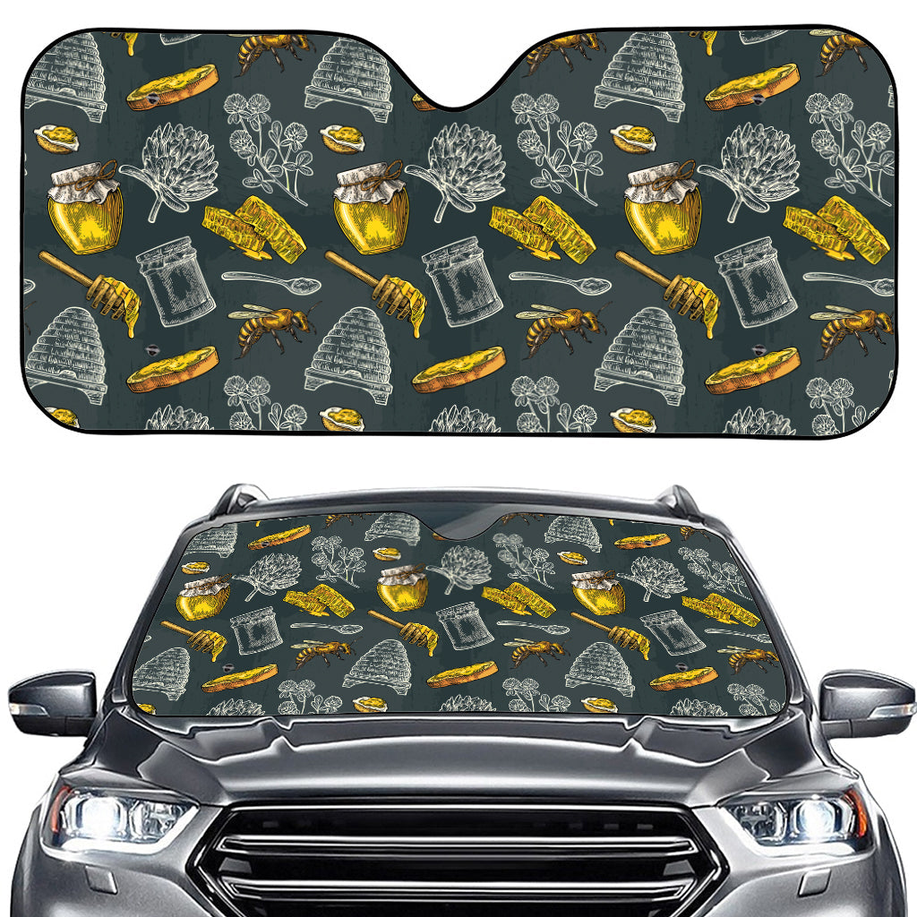 Vintage Honey Bee Print Car Windshield Sun Shade