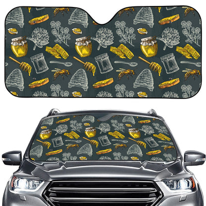 Vintage Honey Bee Print Car Windshield Sun Shade