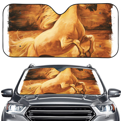 Vintage Horse Painting Print Car Windshield Sun Shade