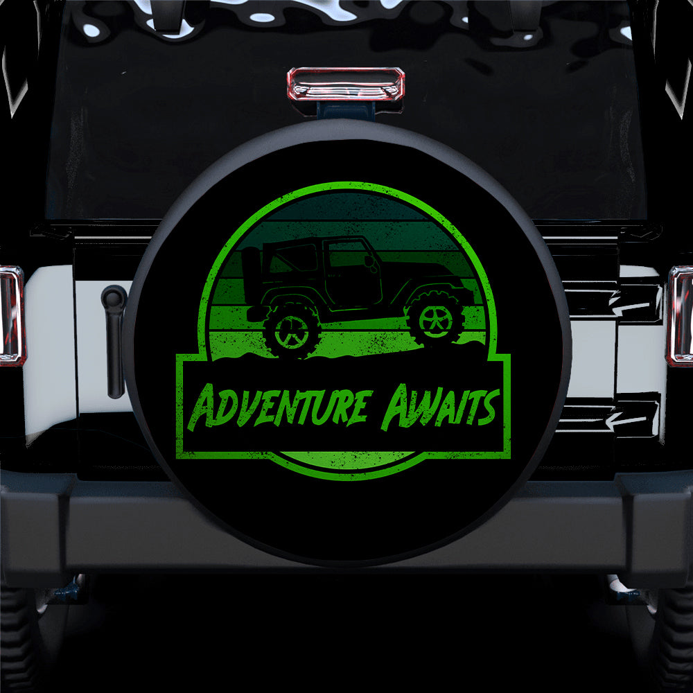 Vintage Jeep Adventure Awaits Green Car Spare Tire Cover