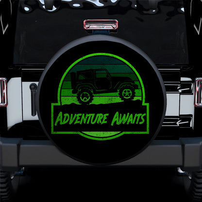 Vintage Jeep Adventure Awaits Green Car Spare Tire Cover