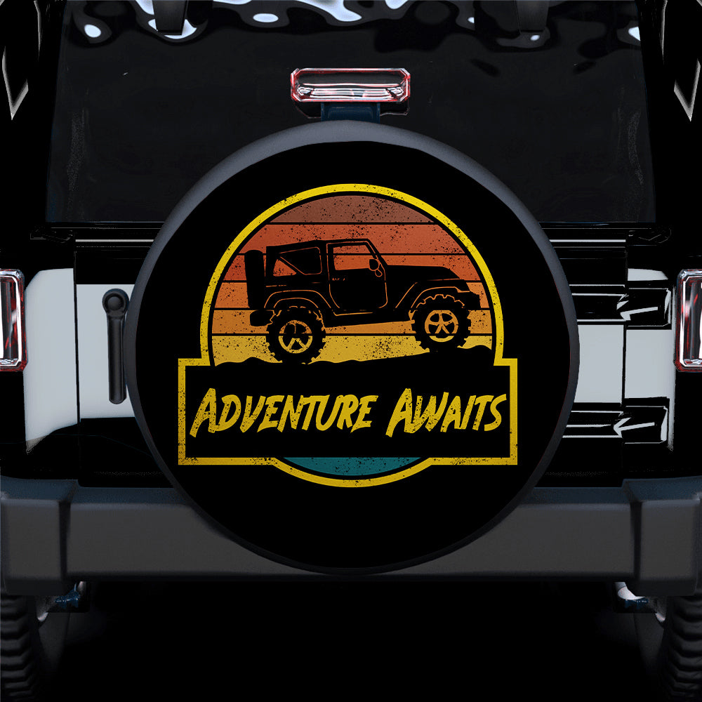 Vintage Jeep Adventure Awaits Yellow Car Spare Tire Cover