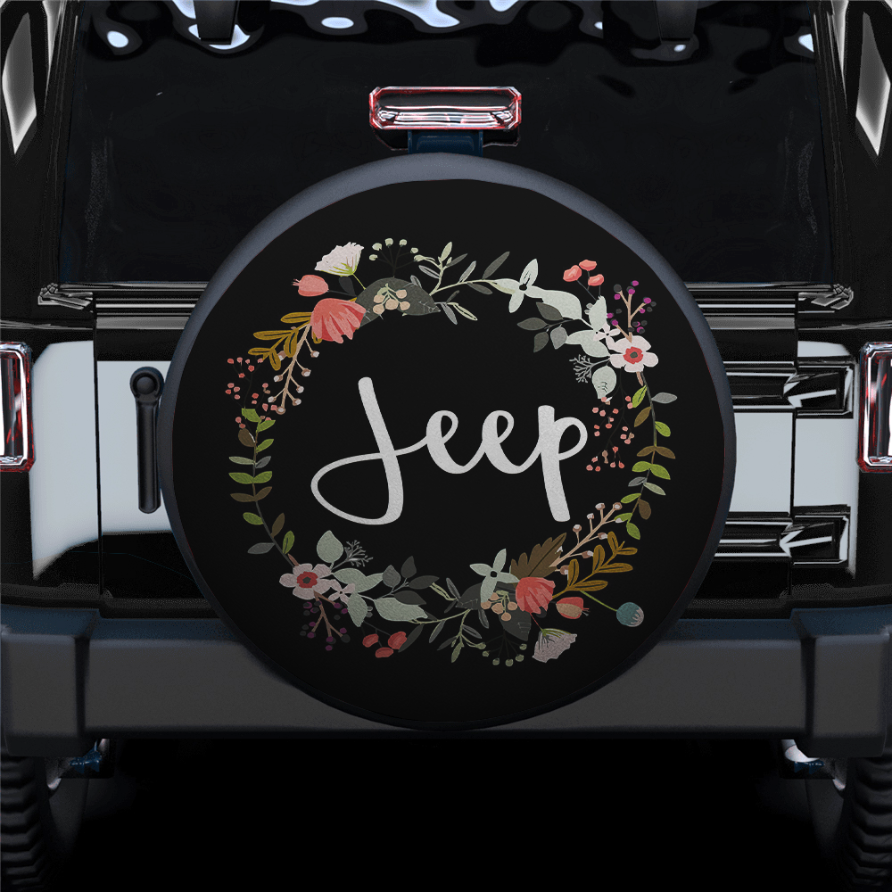Vintage Jeep Flower Car Spare Tire Cover