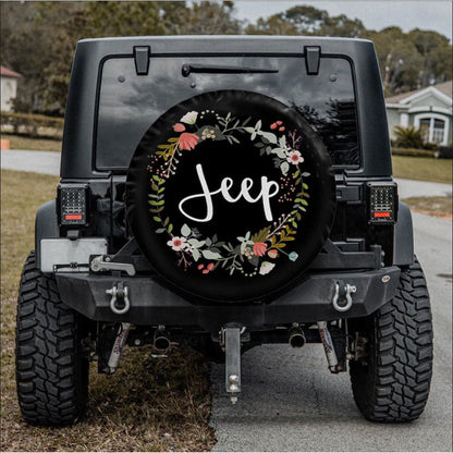 Vintage Jeep Flower Car Spare Tire Cover