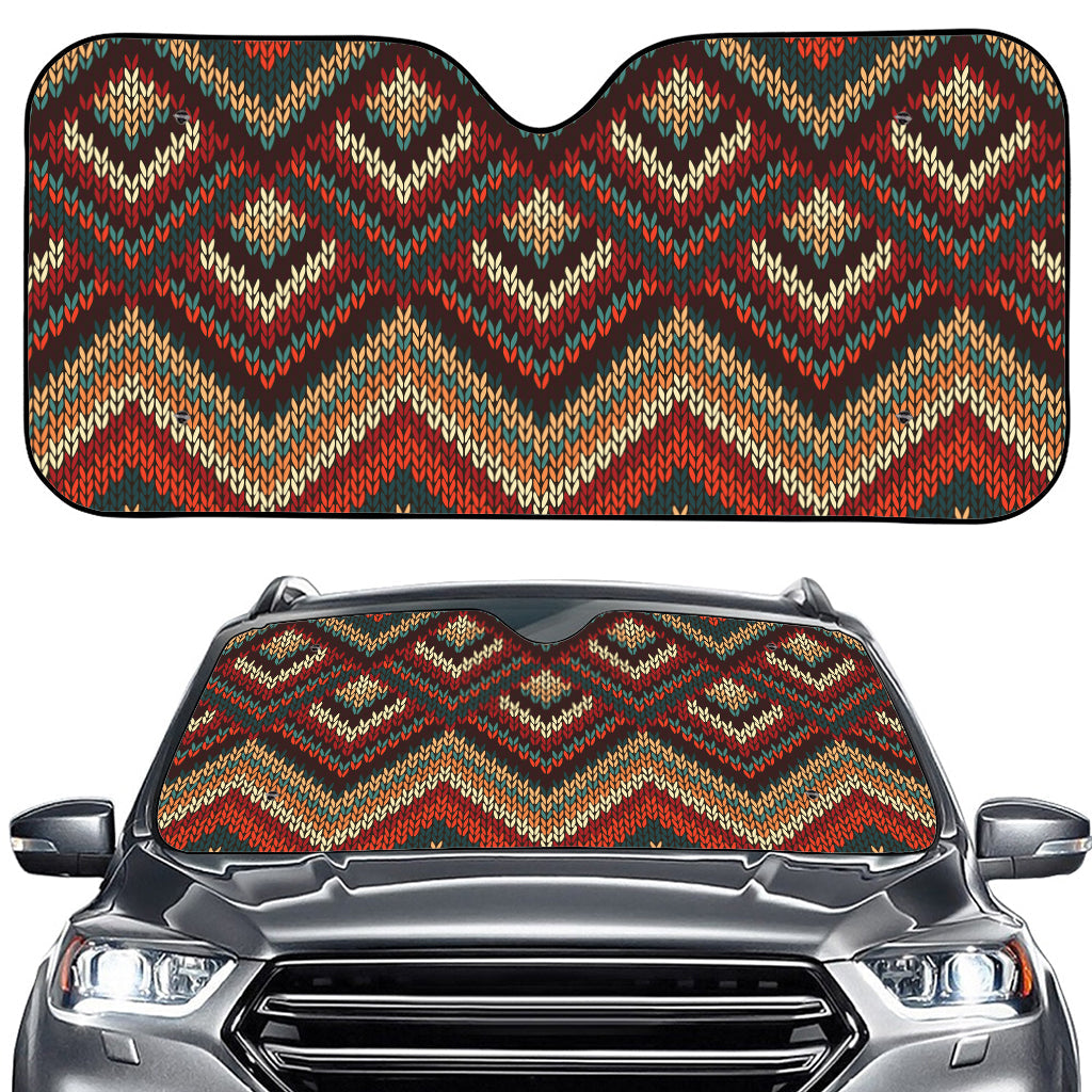 Vintage Knitted Pattern Print Car Windshield Sun Shade