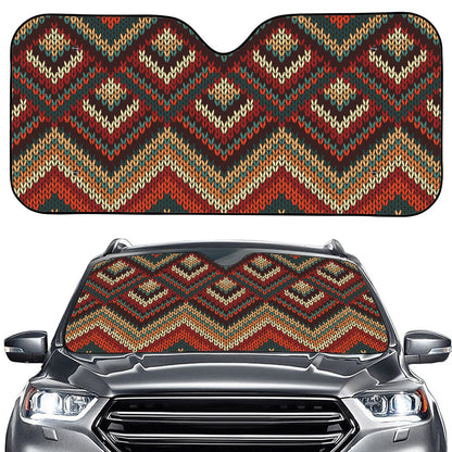 Vintage Knitted Pattern Print Car Windshield Sun Shade