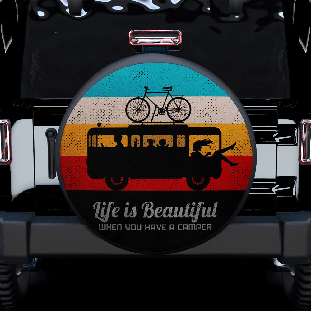 Vintage Life Is Beautiful When You Have A Camper Jeep Car Spare Tire Cover