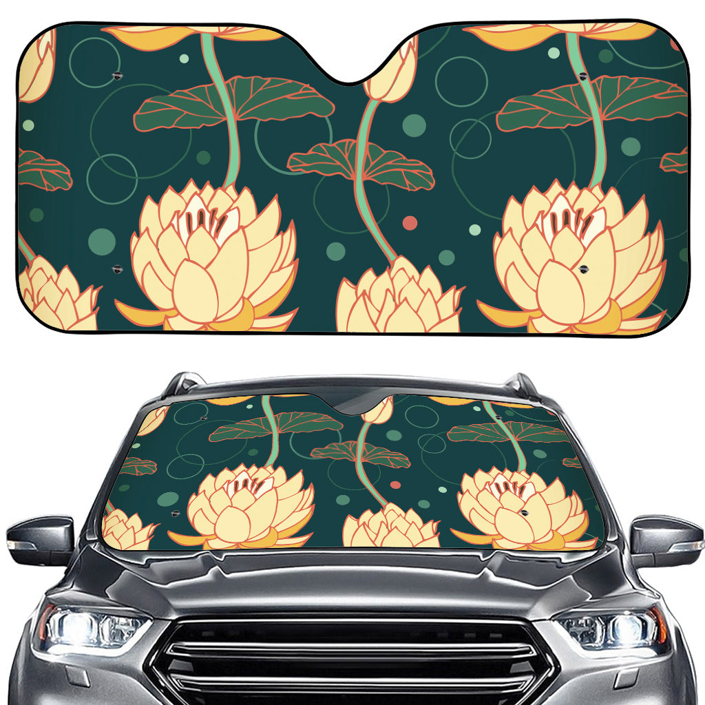 Vintage Lotus Pattern Print Car Windshield Sun Shade