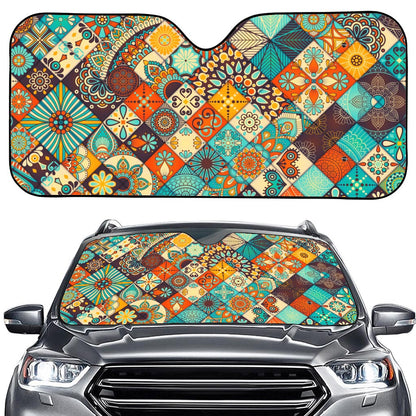Vintage Mandala Bohemian Pattern Print Car Windshield Sun Shade