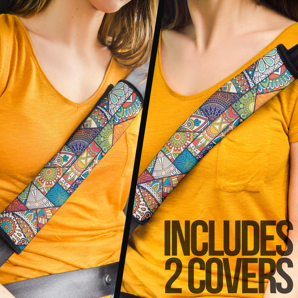 Vintage Mandala Bohemian Premium Custom Car Seat Belt Covers