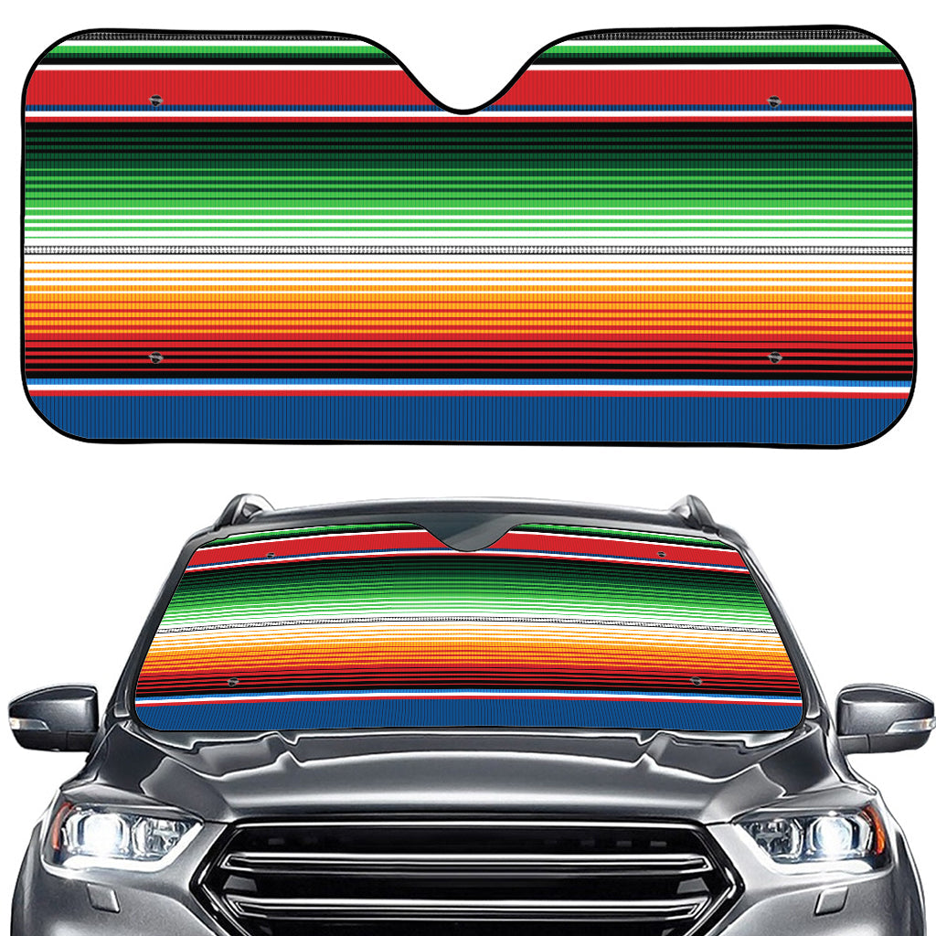 Vintage Mexican Blanket Pattern Print Car Windshield Sun Shade