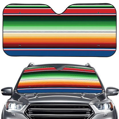 Vintage Mexican Blanket Pattern Print Car Windshield Sun Shade