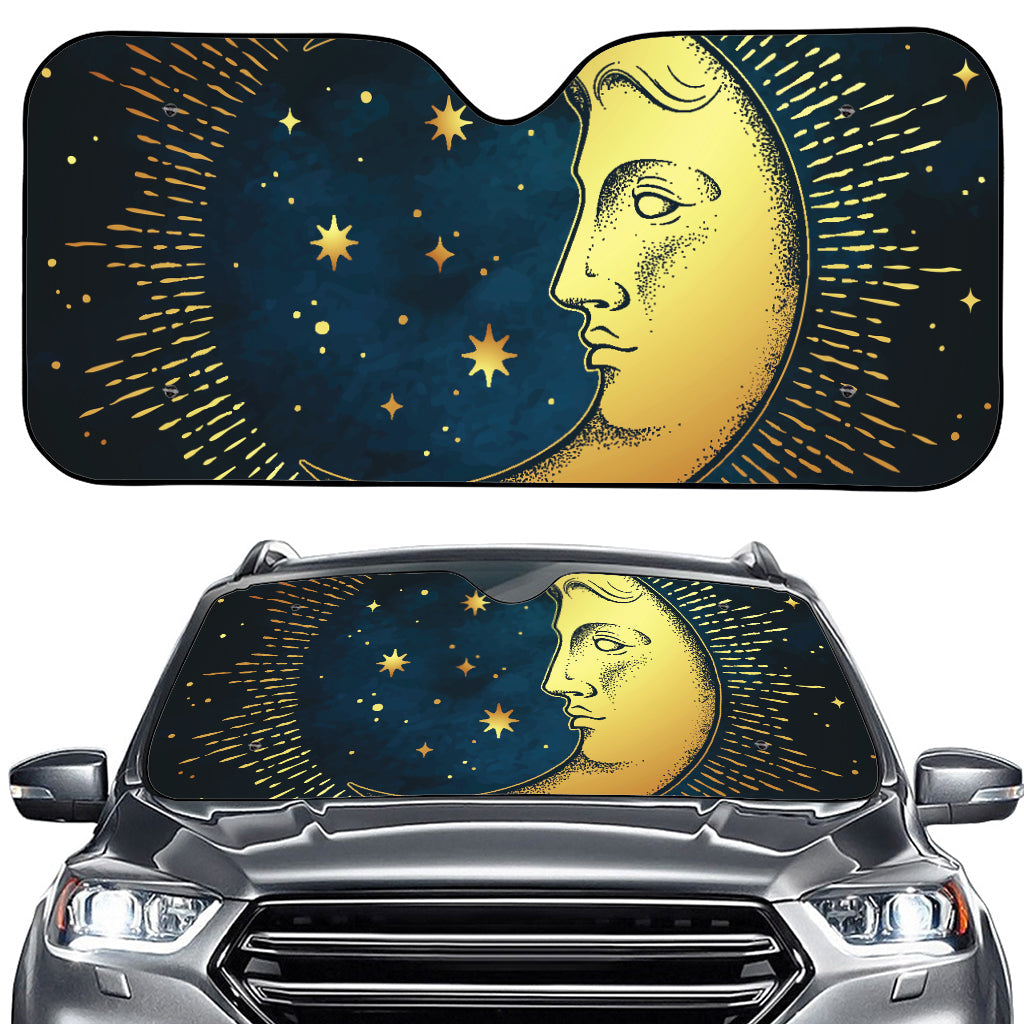 Vintage Moon And Sun Print Car Windshield Sun Shade