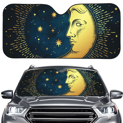 Vintage Moon And Sun Print Car Windshield Sun Shade